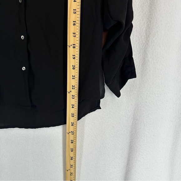 Forever 21 Long Sleeve Button Down Sheer Blouse Women’s XS Black - Picture 8 of 9